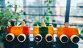 Gombi Pull-along Train, hand-turned wooden toy