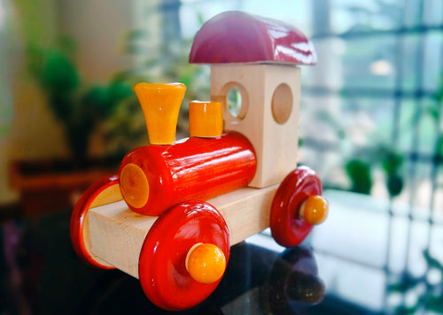 Gombi Engine Train, hand-turned wooden toy