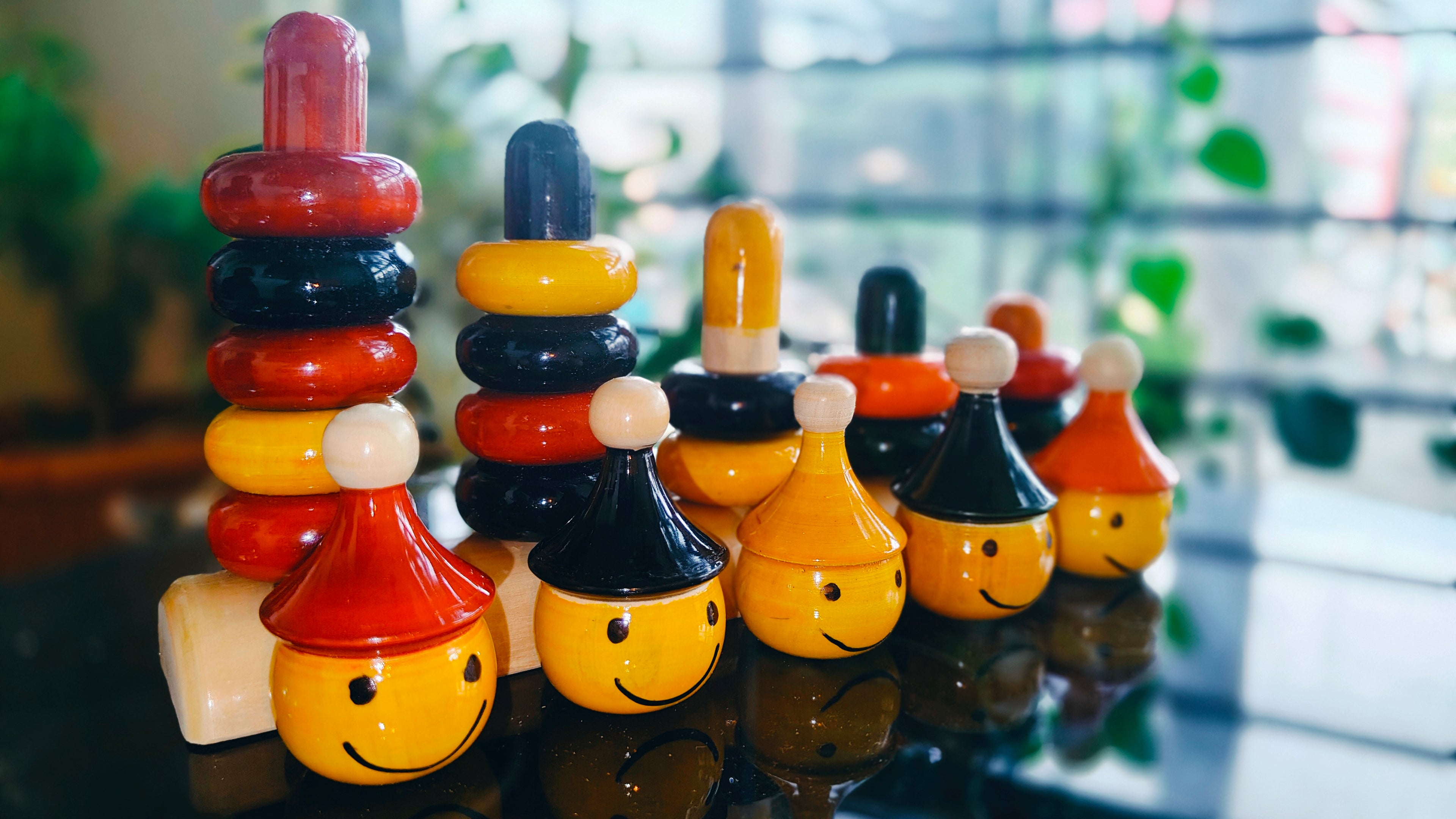 Gombi Stacking Toy, hand-turned wooden rings